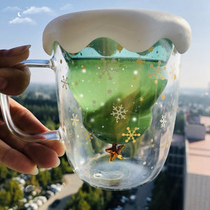 Christmas Tree Insulated Glass Coffee Mug - Mounteen. Worldwide shipping available.