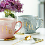 Pink & Blue Mr & Mrs Coffee Mugs. Shop Drinkware on Mounteen. Worldwide shipping