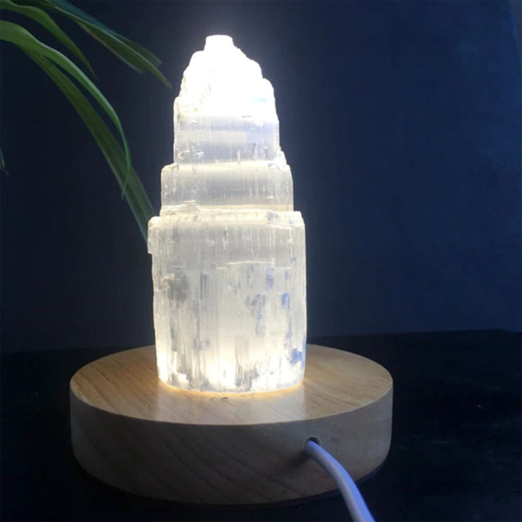 Selenite Crystal Tower Lamp - Mounteen. Worldwide shipping available.