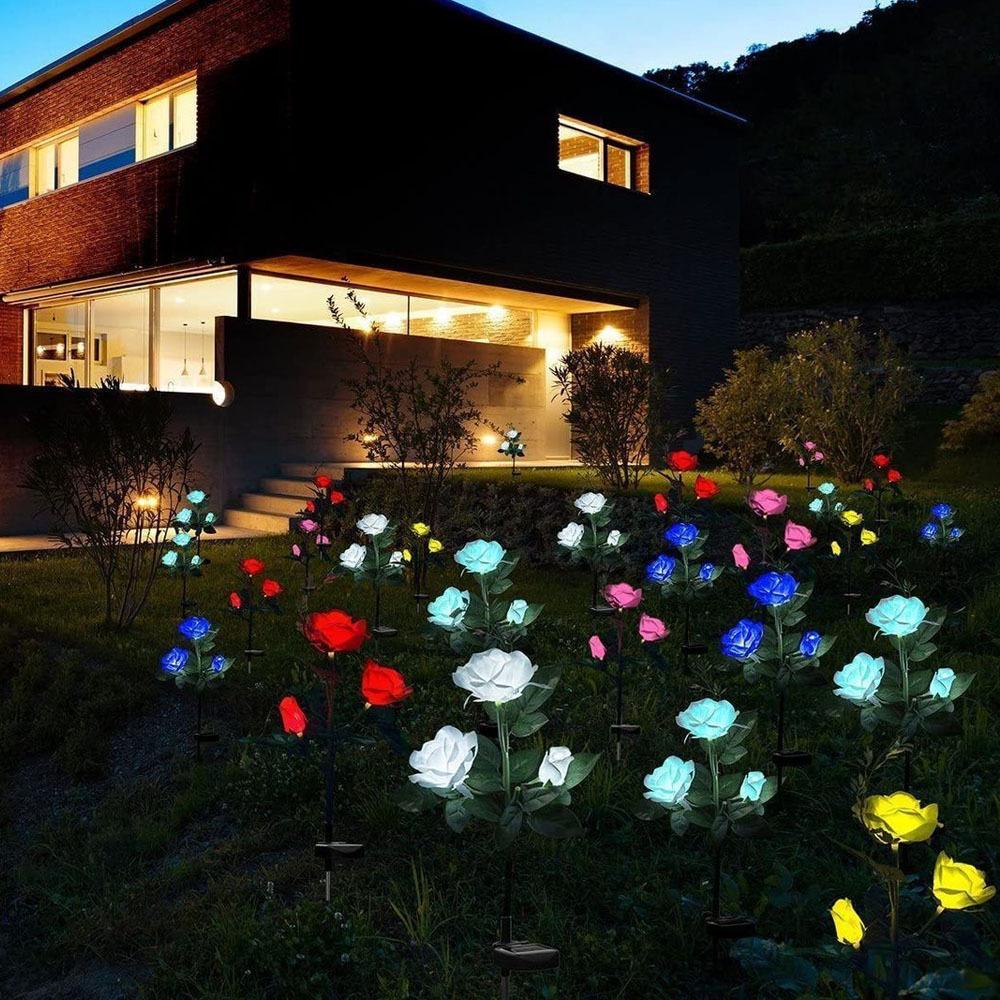 Solar-Powered LED Rose Light - Mounteen. Worldwide shipping available.