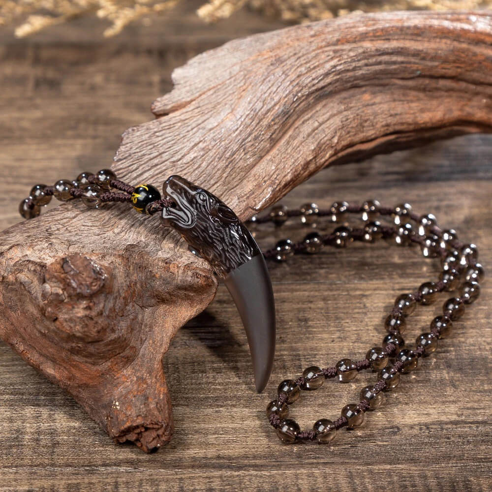 Obsidian Wolf Pendant Necklace. Shop Jewelry on Mounteen. Worldwide shipping available.