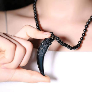 Obsidian Wolf Pendant Necklace. Shop Jewelry on Mounteen. Worldwide shipping available.