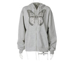 Polyester Butterfly Zipper Hoodie. Shop Outerwear on Mounteen. Worldwide shipping available.