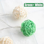 green rattan ball string lights