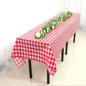 Red Plaid Plastic Tablecloth