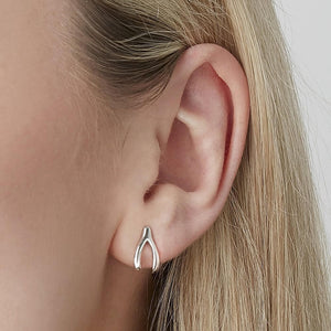 Silver & Gold Wishbone Stud Earrings. Shop Earrings on Mounteen. Worldwide shipping available.