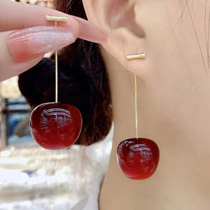 Single Cherry Drop Dangle Earrings - Mounteen
