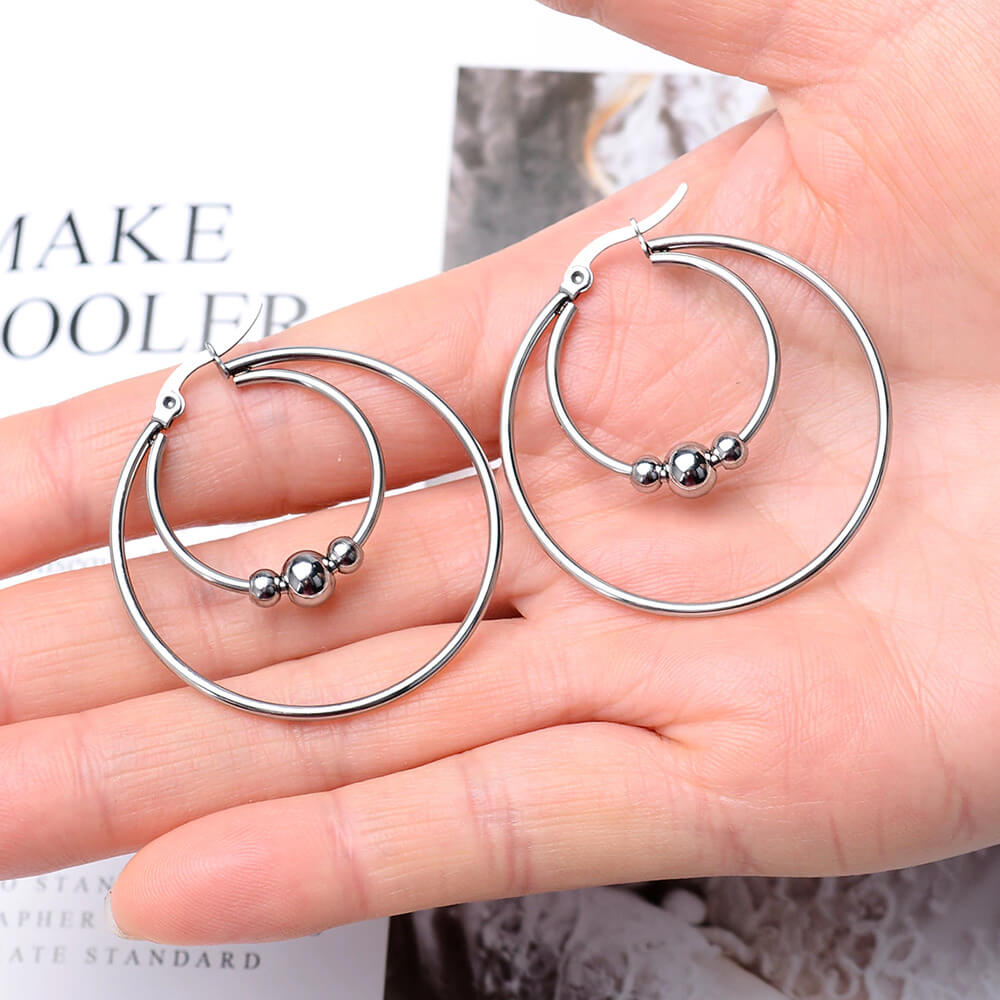 Single Piercing Double Hoop Earrings. Shop Earrings on Mounteen. Worldwide shipping available.