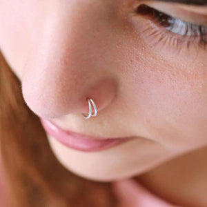 Single Piercing Double Hoop Nose Ring. Shop Jewelry on Mounteen. Worldwide shipping available.