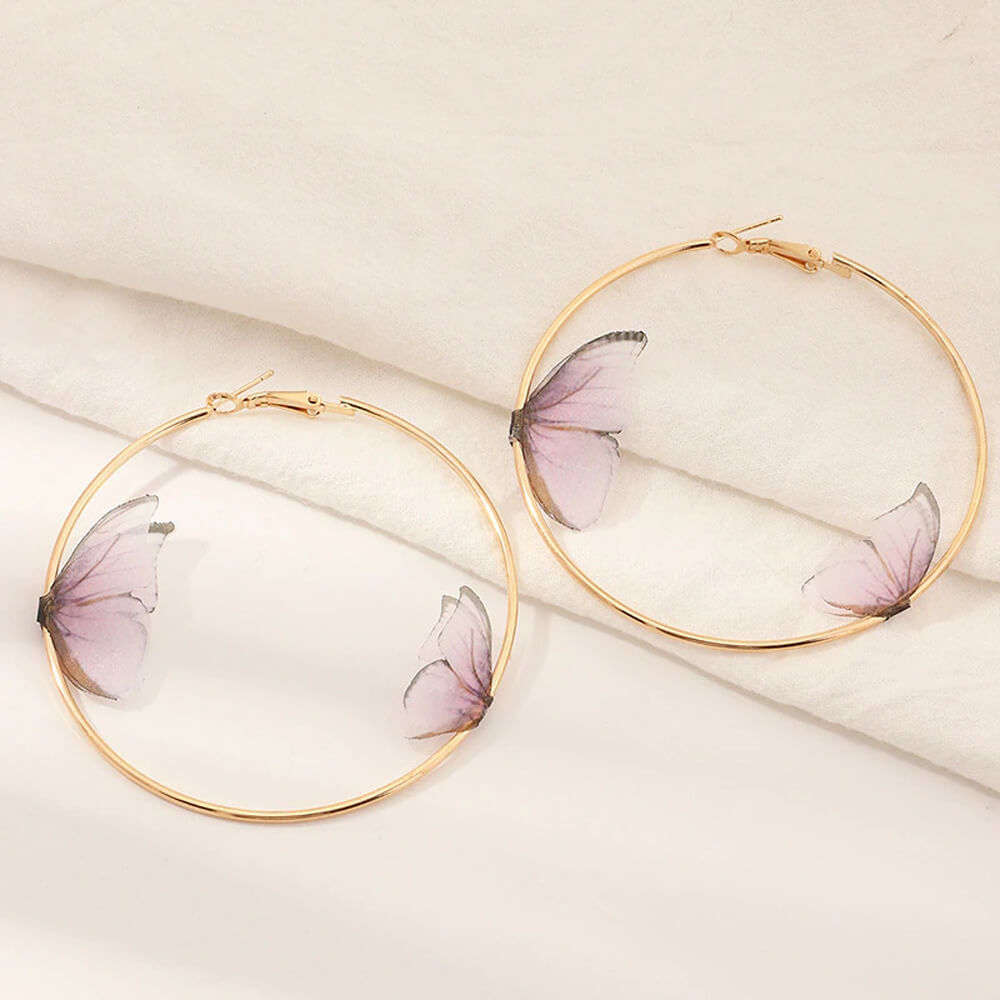 Small and Large Butterfly Hoops Earrings. Shop Earrings on Mounteen. Worldwide shipping available.