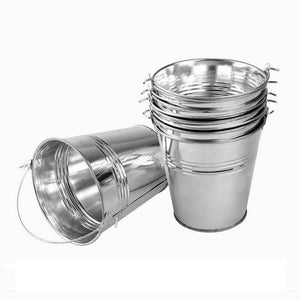 Small metal buckets with handles