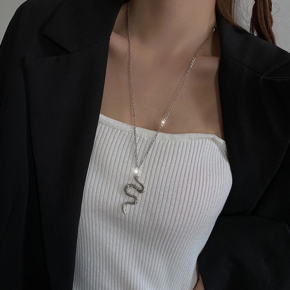 Snake Pendant Necklace With Link Chain. Shop Jewelry on Mounteen. Worldwide shipping available.