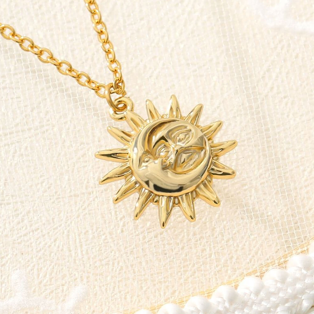 Stainless Steel Dainty Sun Pendant Necklace. Shop Jewelry on Mounteen. Worldwide shipping available.