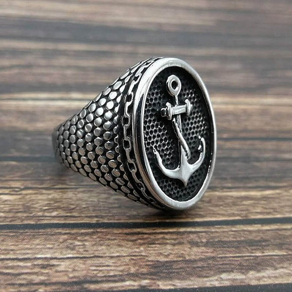 Stainless Steel Unisex Anchor Ring. Shop Jewelry on Mounteen. Worldwide shipping available.