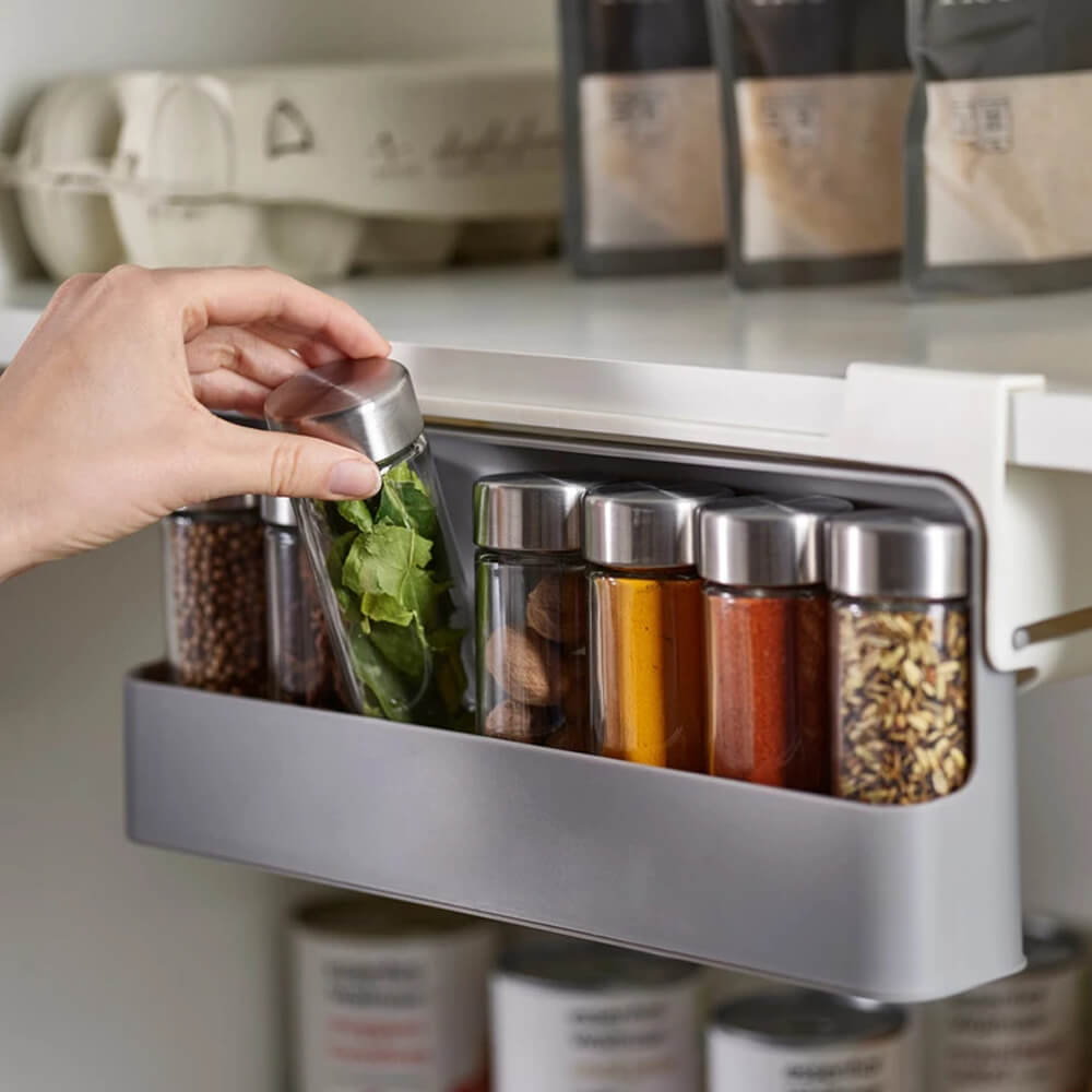 Under Shelf Pull Down Sliding Spice Rack. Shop Spice Organizers on Mounteen. Worldwide shipping available.