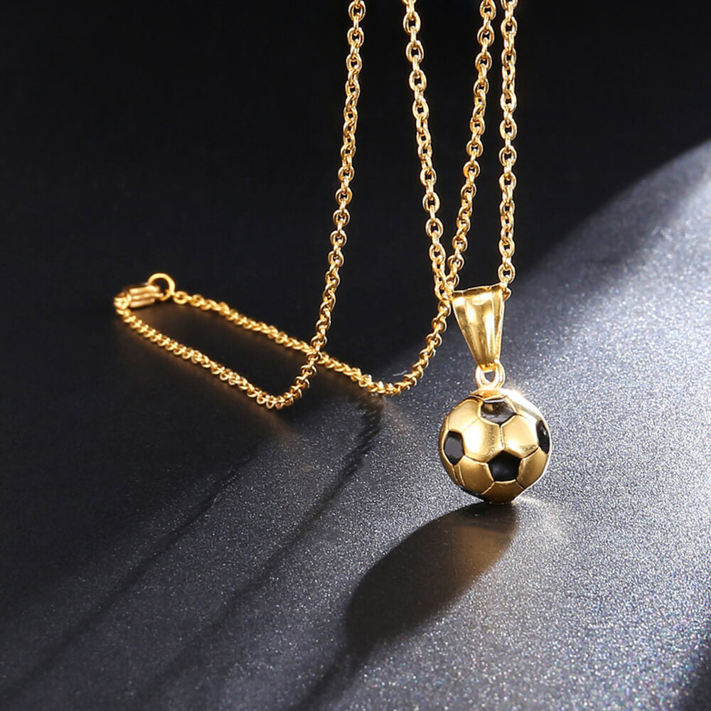 Unisex Soccer Ball Pendant Charm Necklace. Shop Necklaces on Mounteen. Worldwide shipping available.