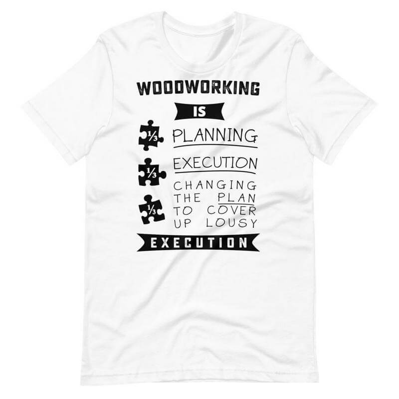 Woodworking Is Planning And Execution T-Shirt. Shop Shirts & Tops on Mounteen. Worldwide shipping available.