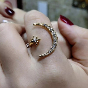 Zinc Alloy Moon And Star Ring. Shop Jewelry on Mounteen. Worldwide shipping available.